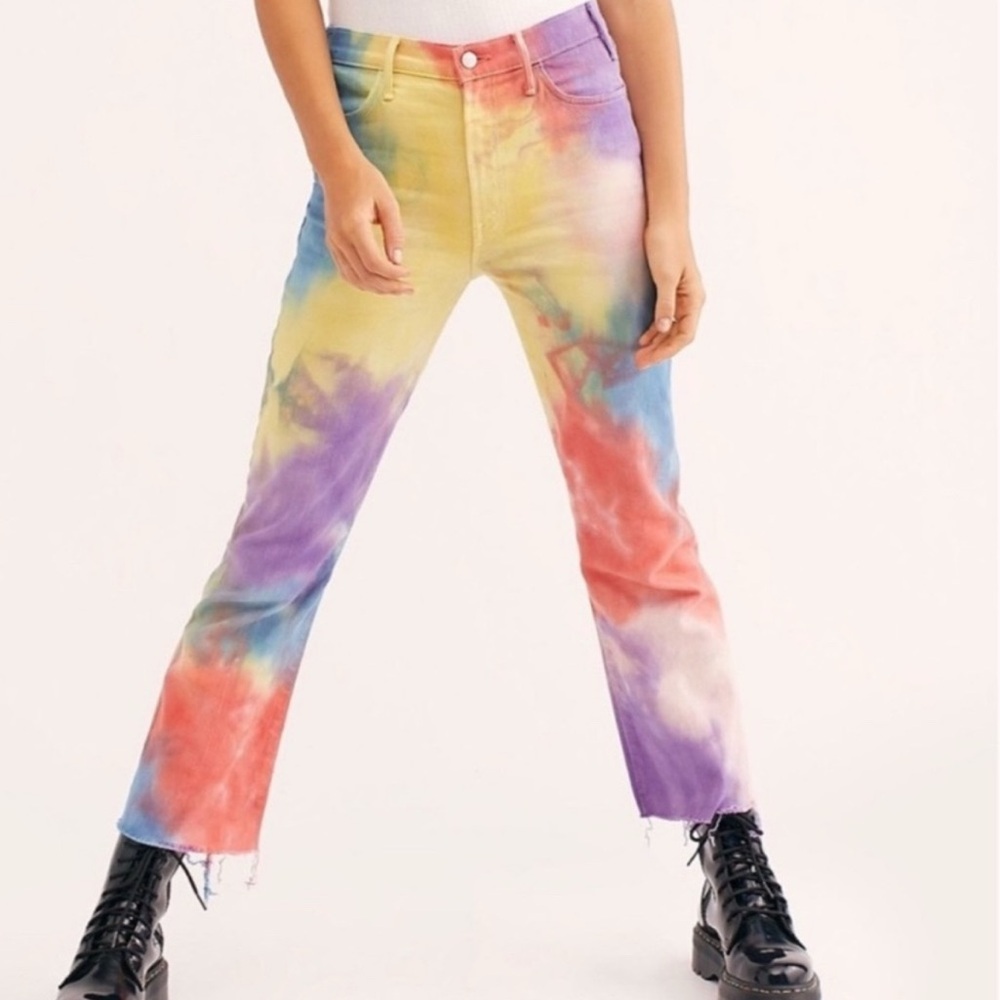 MOTHER Denim Mystical The Hustler Ankle Fray tie dye jeans Size 25